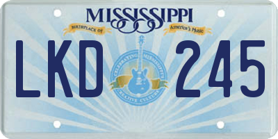 MS license plate LKD245