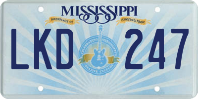 MS license plate LKD247