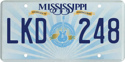 MS license plate LKD248