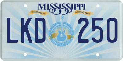 MS license plate LKD250
