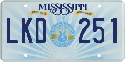 MS license plate LKD251