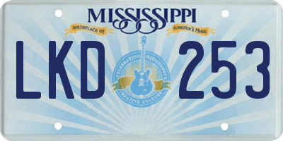 MS license plate LKD253