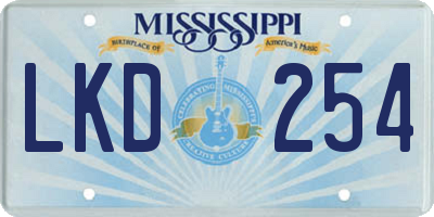 MS license plate LKD254