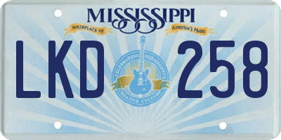 MS license plate LKD258