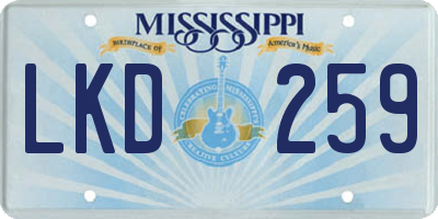 MS license plate LKD259