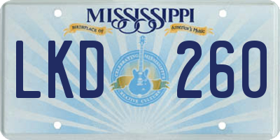 MS license plate LKD260