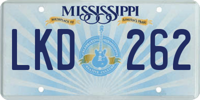 MS license plate LKD262