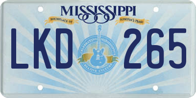 MS license plate LKD265