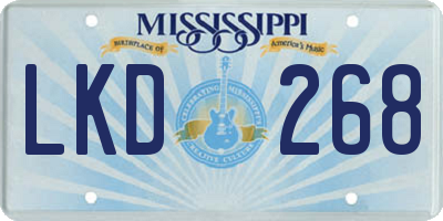 MS license plate LKD268