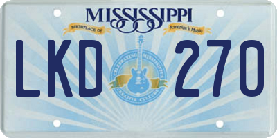 MS license plate LKD270