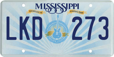 MS license plate LKD273