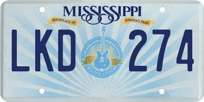 MS license plate LKD274