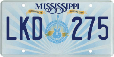 MS license plate LKD275