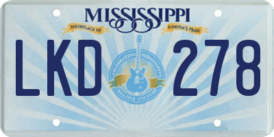 MS license plate LKD278