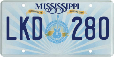 MS license plate LKD280