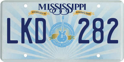 MS license plate LKD282