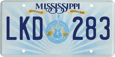 MS license plate LKD283