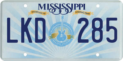 MS license plate LKD285
