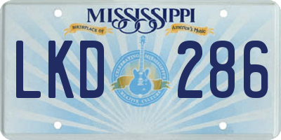 MS license plate LKD286