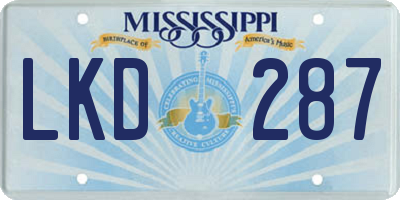 MS license plate LKD287
