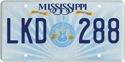 MS license plate LKD288