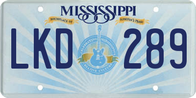 MS license plate LKD289