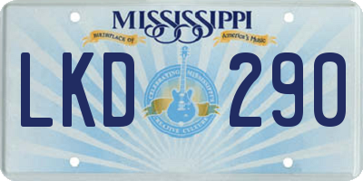 MS license plate LKD290