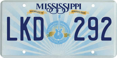 MS license plate LKD292