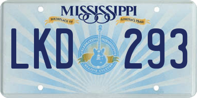 MS license plate LKD293
