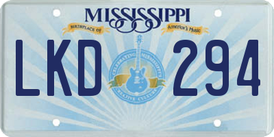 MS license plate LKD294