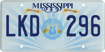 MS license plate LKD296