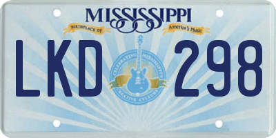 MS license plate LKD298