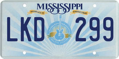 MS license plate LKD299