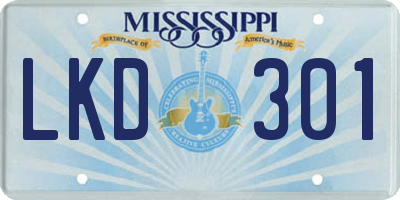MS license plate LKD301