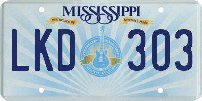 MS license plate LKD303