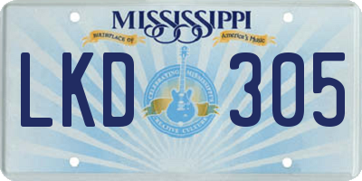 MS license plate LKD305