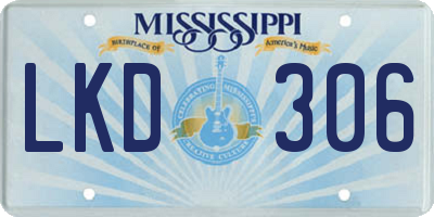MS license plate LKD306