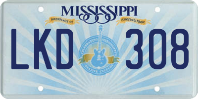MS license plate LKD308