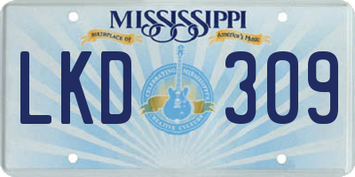 MS license plate LKD309