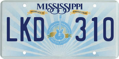MS license plate LKD310