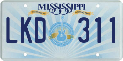 MS license plate LKD311