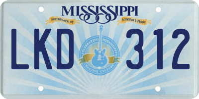 MS license plate LKD312