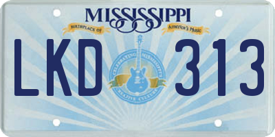 MS license plate LKD313