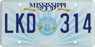 MS license plate LKD314