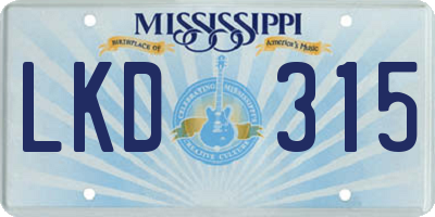 MS license plate LKD315