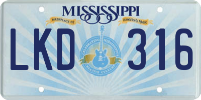 MS license plate LKD316