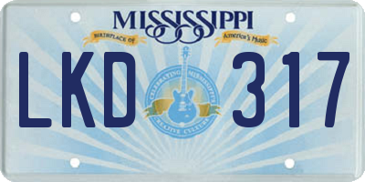 MS license plate LKD317
