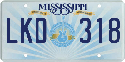 MS license plate LKD318