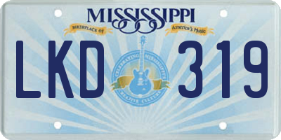 MS license plate LKD319