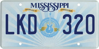 MS license plate LKD320